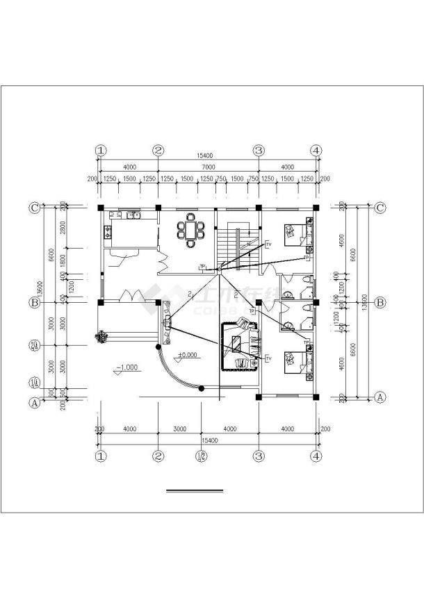 600平米左右3层混合结构单体别墅全套电气系统设计CAD图纸-图一