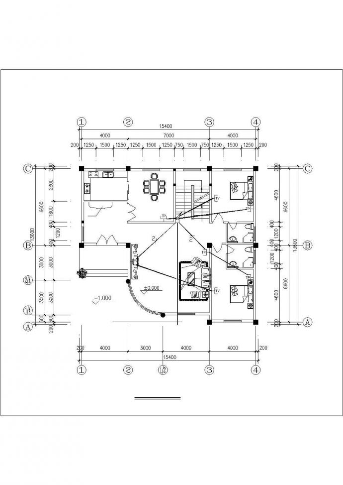 600平米左右3层混合结构单体别墅全套电气系统设计CAD图纸_图1
