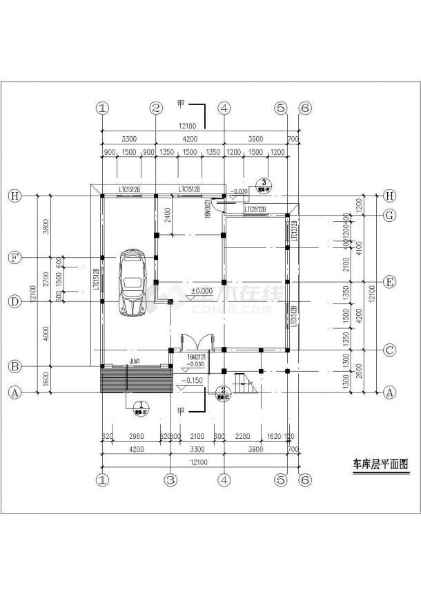 566平米3层框架结构单体别墅建筑设计CAD图纸（含效果图）-图二