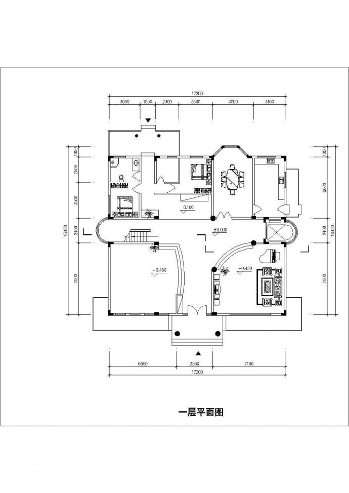 730平米左右3层框架结构单体别墅平立剖面设计CAD图纸（含效果图）_图1