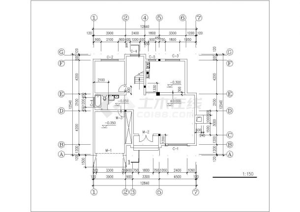 某村镇345平米3层混合结构独栋别墅平立剖面设计CAD图纸-图一