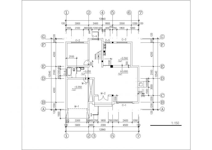 某村镇345平米3层混合结构独栋别墅平立剖面设计CAD图纸_图1