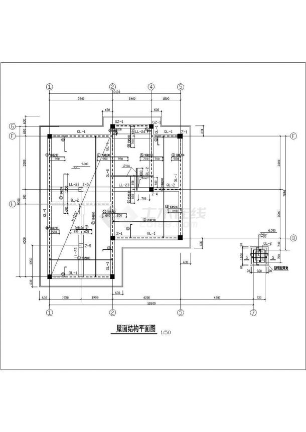 扬州市某别墅区3层混合结构单体别墅全套结构设计CAD图纸-图二