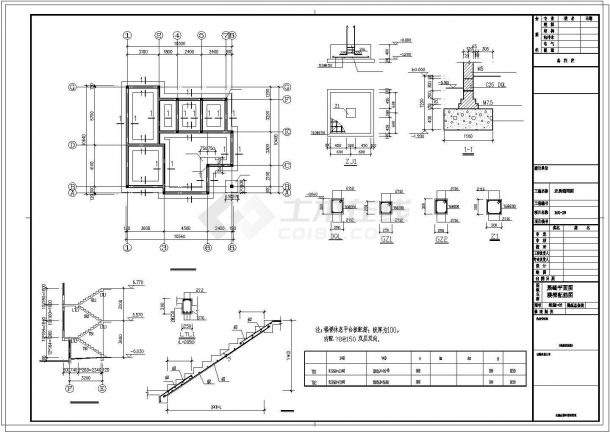 10.54x10.4m三层优质别墅建筑结构全套图-图二