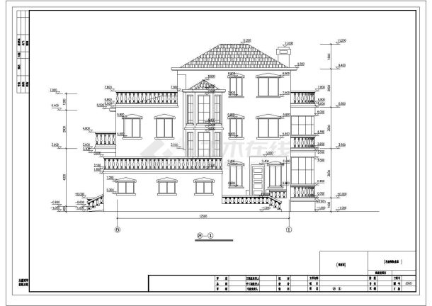 某四层(含地下室）别墅平立剖面、楼梯平面设计图-图二