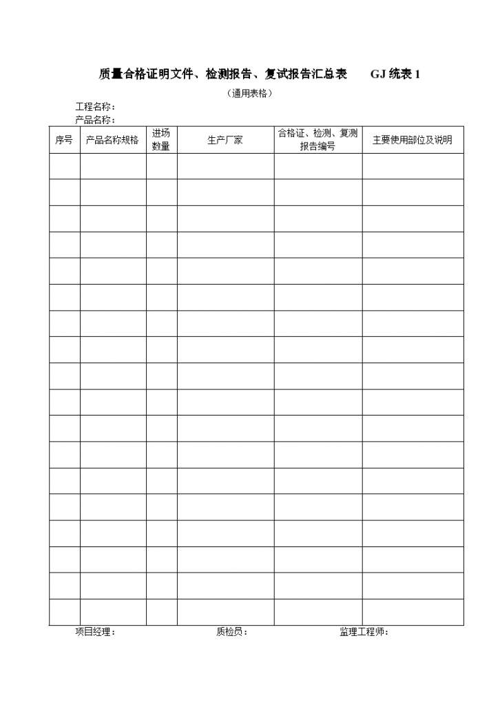 质量合格证明文件检测报告复试报告汇总表-图一