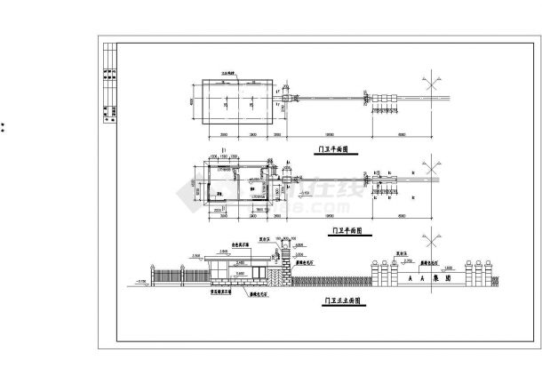 某公司样板门卫建筑详细方案布置CAD图-图一