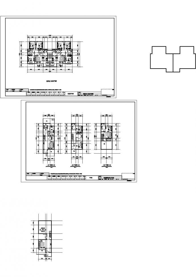大型连排别墅装修设计CAD图_图1