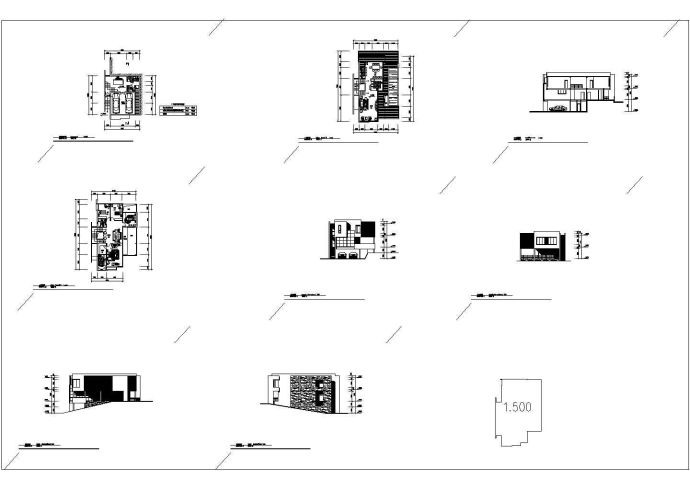 大型农村别墅装修设计CAD图纸_图1