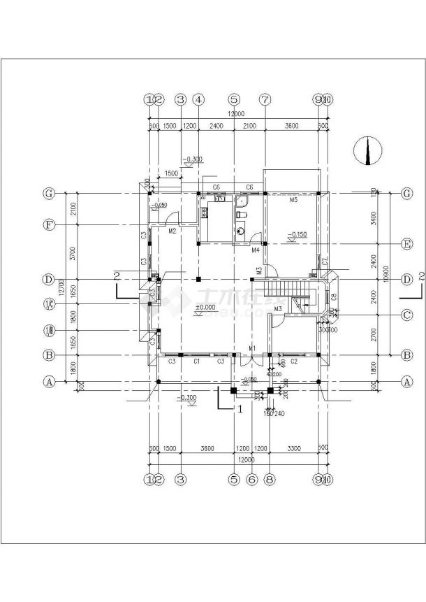 占地120平米3层混合结构单体别墅平立面设计CAD图纸（含阁楼/效果图）-图一