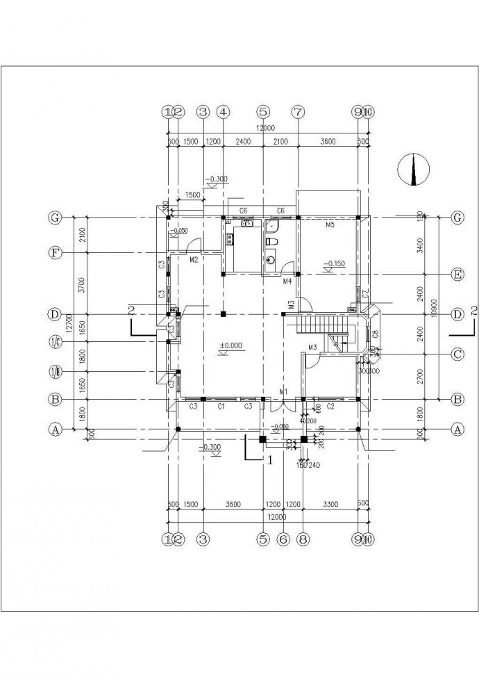 占地120平米3层混合结构单体别墅平立面设计CAD图纸（含阁楼/效果图）_图1