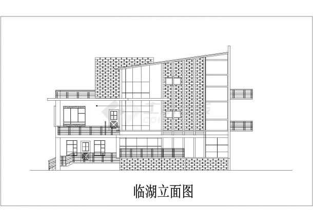 包头市某村镇285平米3层混合结构单体别墅建筑设计CAD图纸（含效果图）-图二