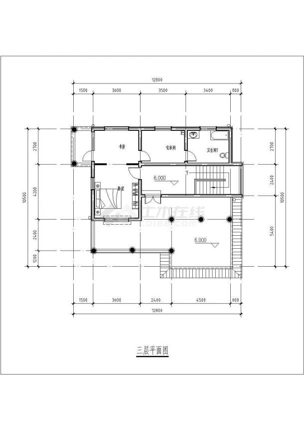 312平米3层混合结构独栋别墅平立剖面设计CAD图纸（含效果图）-图二