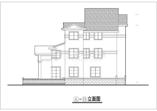 310平米三层框架结构独院式私人别墅全套建筑设计CAD图纸-图二