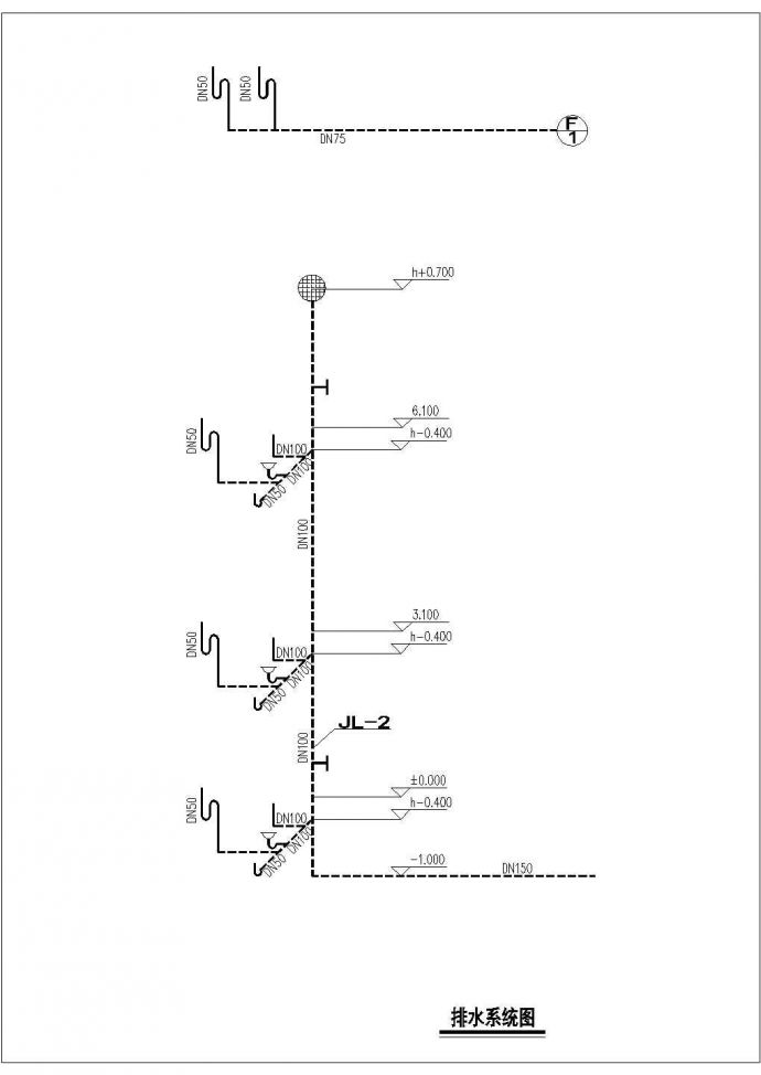江阴市某村镇310平米3层乡村别墅给排水设计CAD图纸_图1