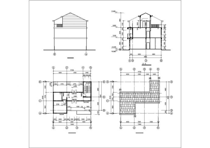 哈尔滨某村镇380平米3层砖混结构私人别墅建筑设计CAD图纸_图1