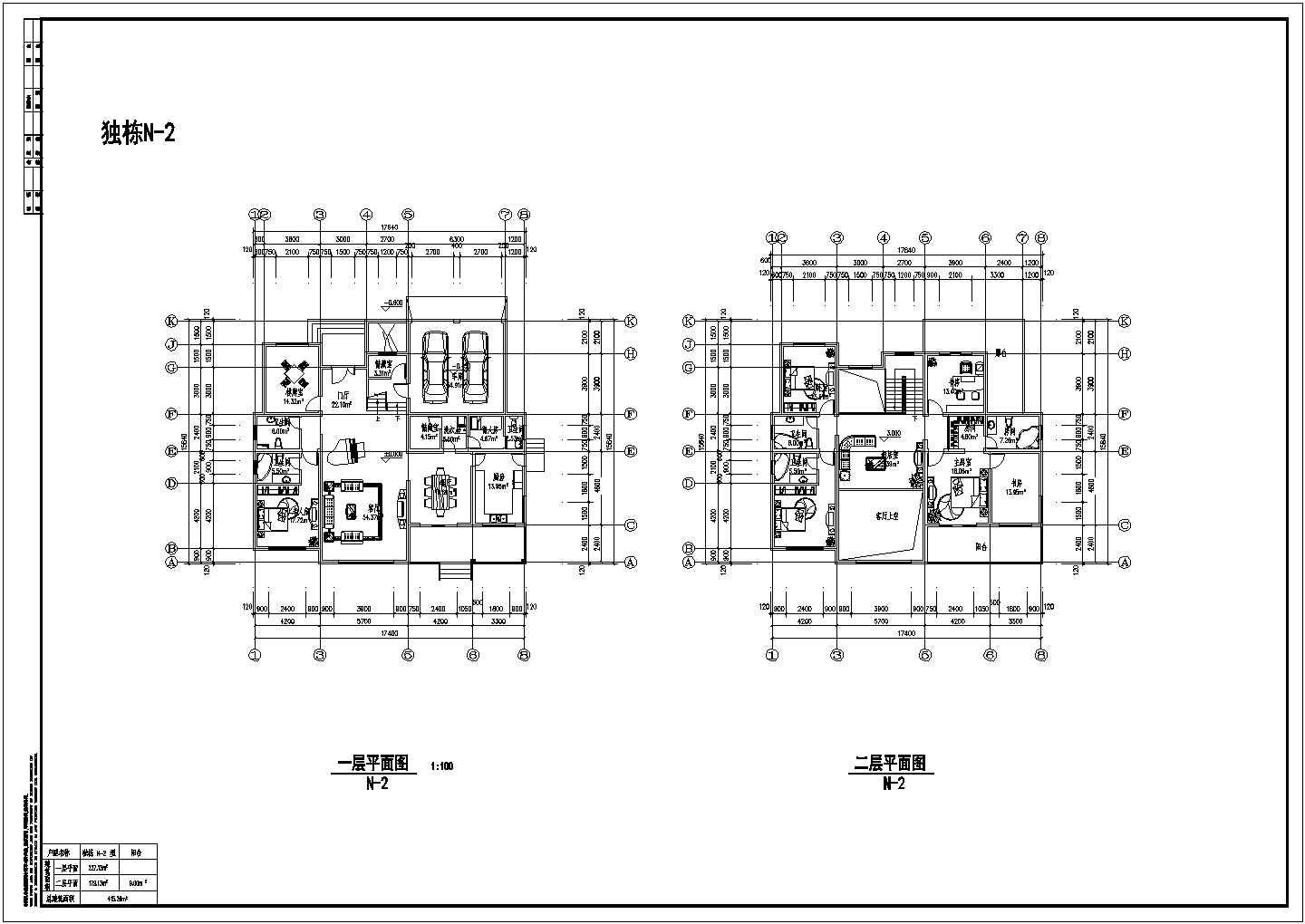 小型独栋别墅装修设计CAD图纸