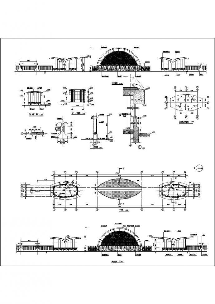 某小区大门装饰最终设计专业施工汇总CAD图纸_图1