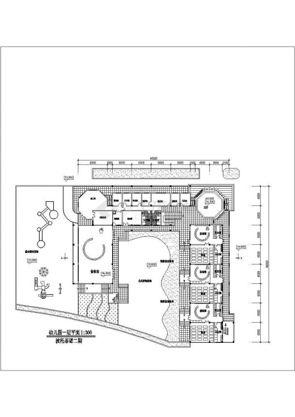 某区域幼儿园建筑设计基础平面参考图-图二