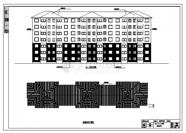 七层框架结构坡屋顶住宅楼建筑设计cad图(含计算书，共七张)-图一