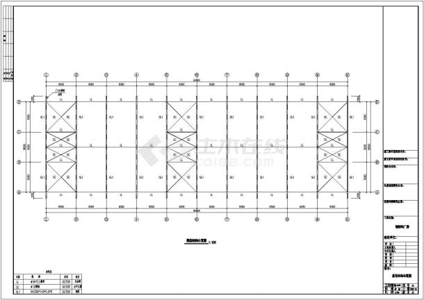 金太阳60米厂房工程结构设计CAD图-图二