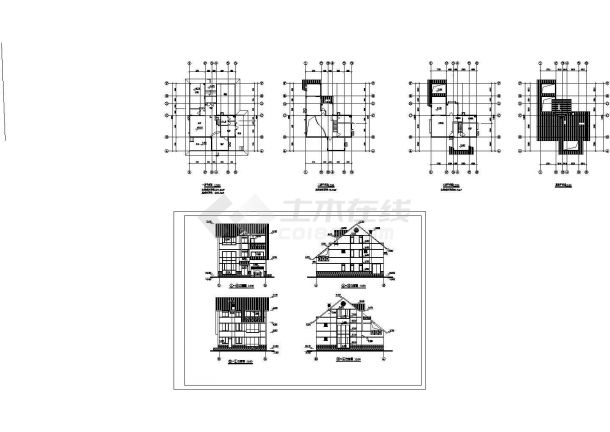 某地3层250.4平米别墅全套建筑设计方案图纸【平 立】-图一
