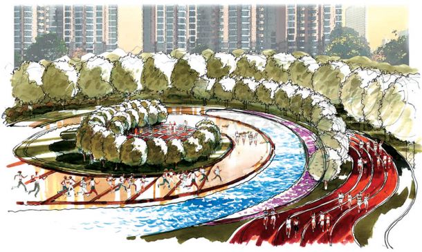 北京市某三环新城景观设计CAD布置图-图二