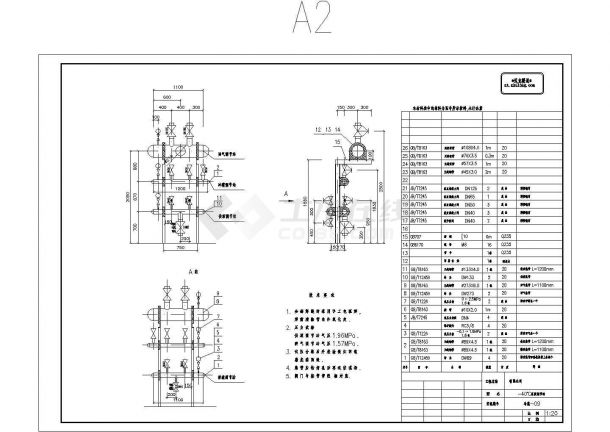 哈尔滨市某大型工厂冷库氨制冷工艺全套设计CAD图-图一
