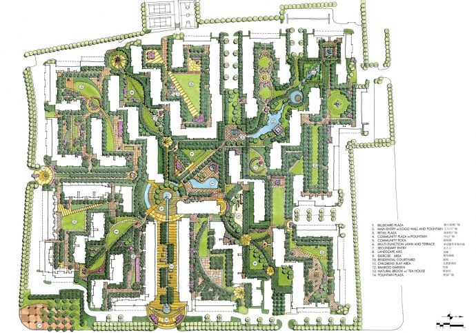 成都市某博瑞都市花园景观CAD布置图_图1