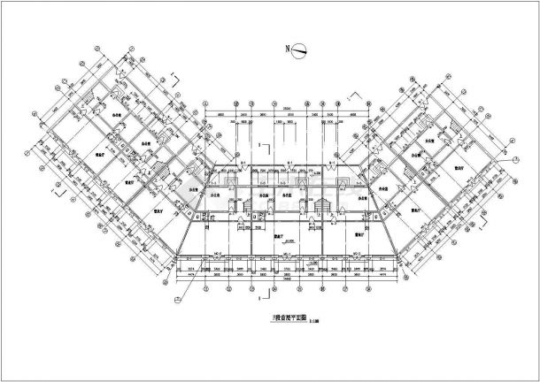 泉州某1700平米左右3层框架结构商业街平立剖面设计CAD图纸-图二