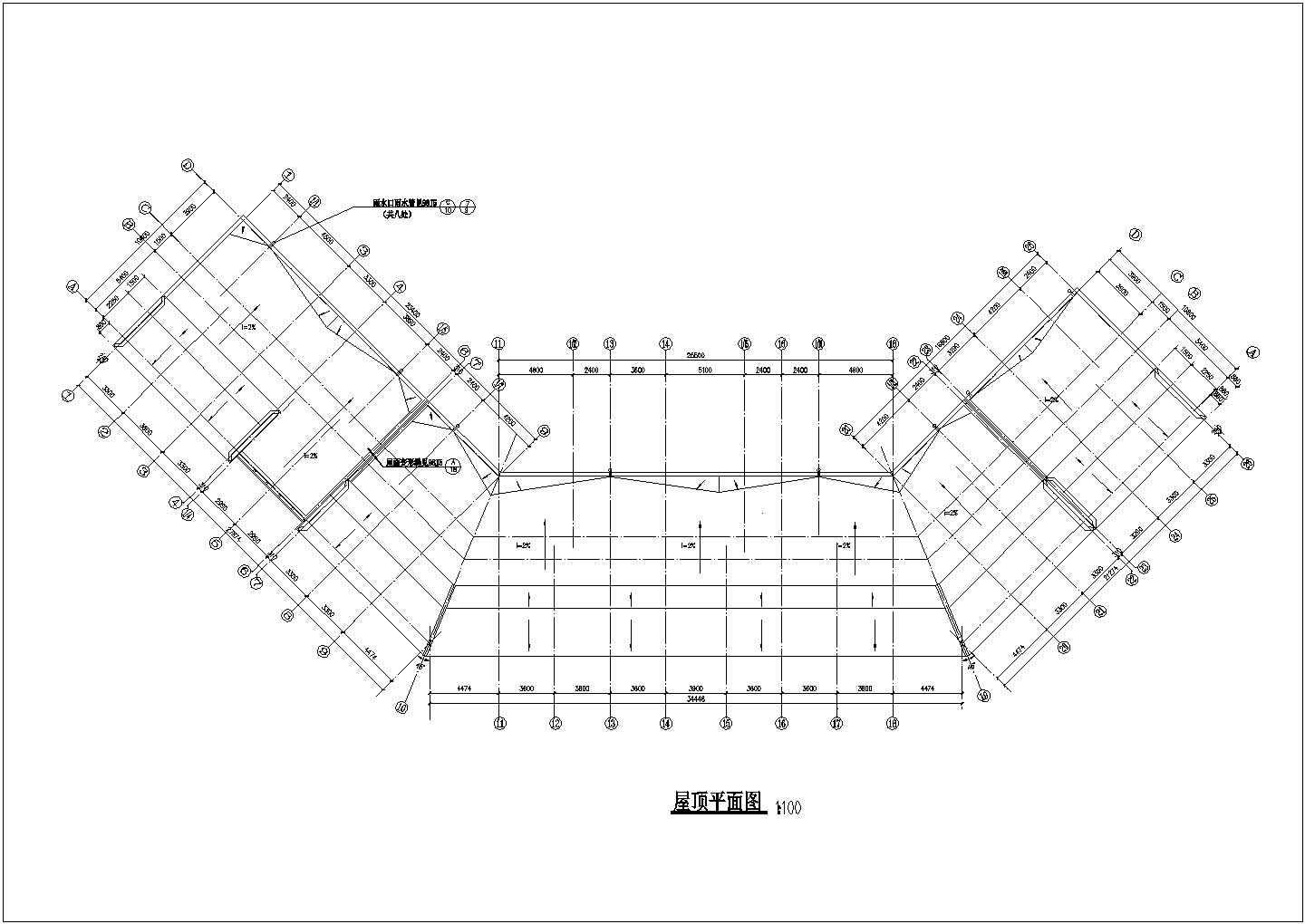 泉州某1700平米左右3层框架结构商业街平立剖面设计CAD图纸