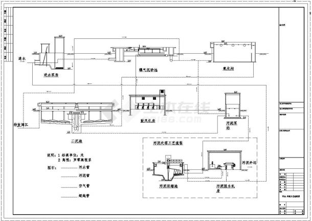 某城市污水处理厂全套实用设计cad图纸-图二