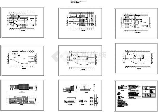 5层4642平米展览馆建筑设计施工cad图纸，共九张-图一