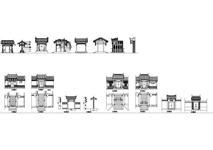 数种经典中式古典大门设计参考方案CAD图_图1