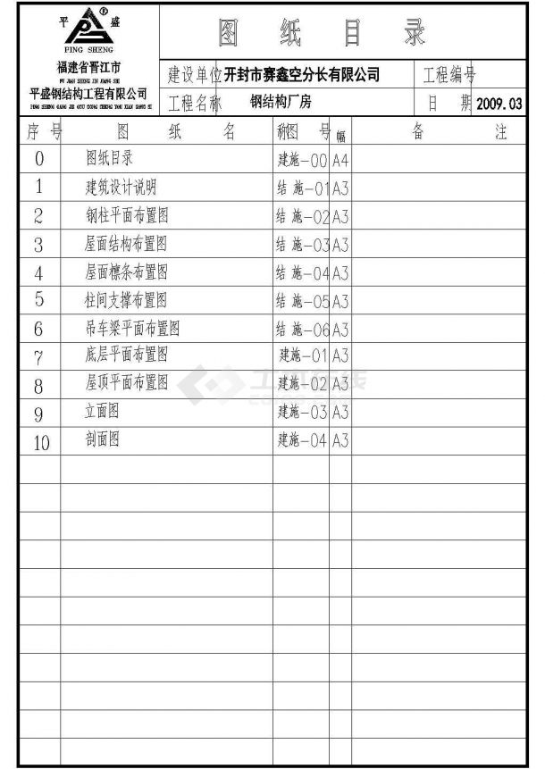 开封市某公司厂房结构设计CAD图-图一