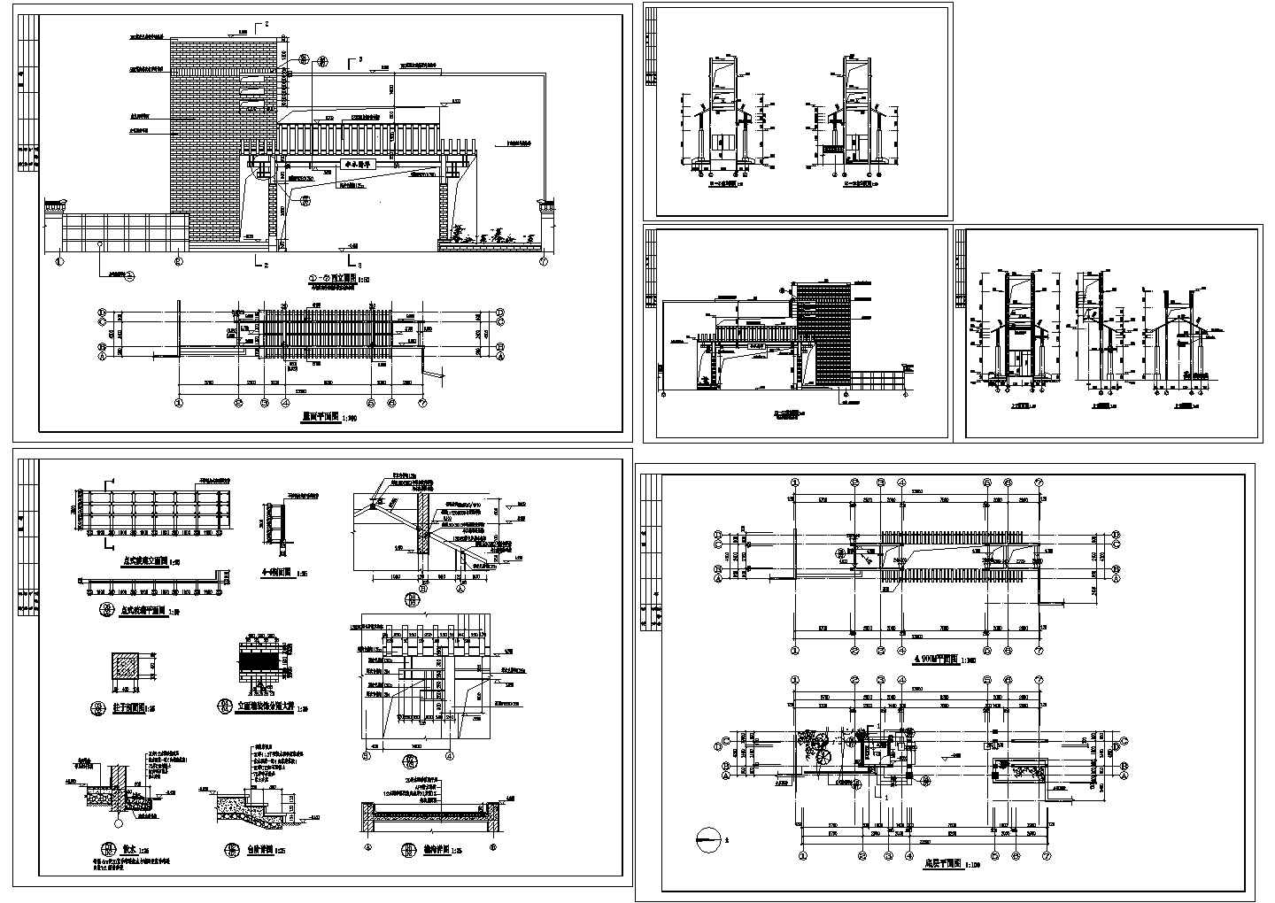 【水木清华】小区大门全套设计参考方案CAD图