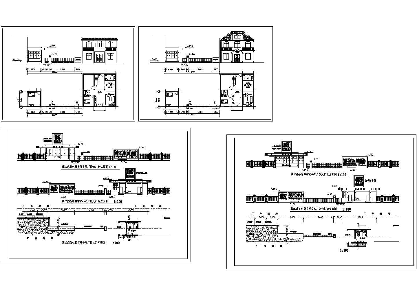 某小型公司大门建筑扩建初步设计方案CAD图纸