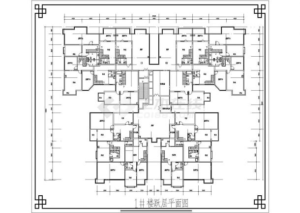 宝润广场高层户型公寓楼全套建筑施工cad图(含1#楼跃层平面图)-图二