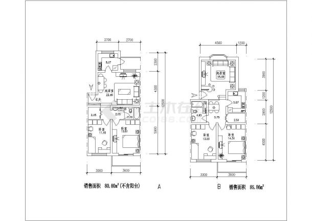 南京精致小户型公寓楼全套建筑平面方案图纸(含各层平面图)-图二
