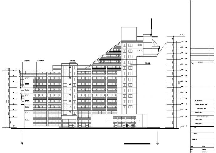 嘉兴市某市政单位1万平米14层框架结构办公楼平立剖面设计CAD图纸_图1