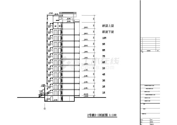 湖州市某小区1万平米12层框架结构住宅楼平立剖面设计CAD图纸-图一