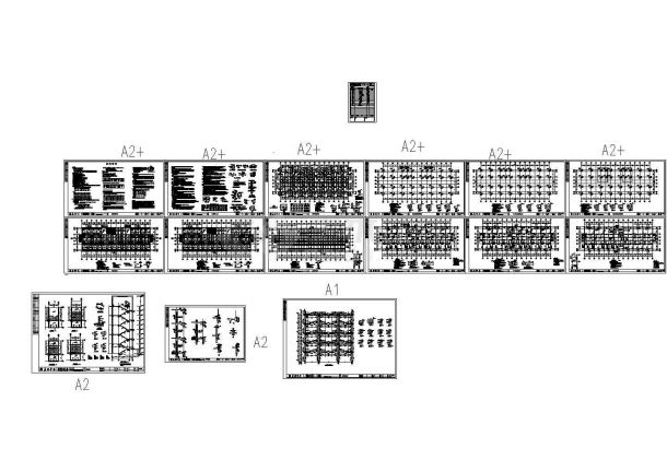 4405平米五层框架职工宿舍结构设计施工cad图纸（含计算书，共十五张）-图一