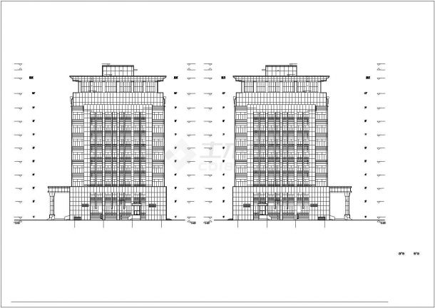 某单位2.4万平米10层框架结构办公楼全套平立剖面设计CAD图纸-图一