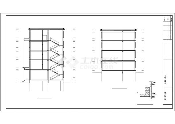 上海某集团公司5400平米5+1层框架结构办公楼建筑设计CAD图纸-图二