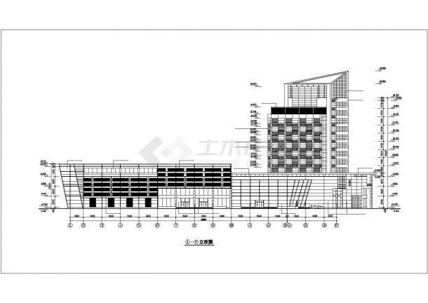 宁波市某科技园12层框架结构科技研发中心平立剖面设计CAD图纸-图二
