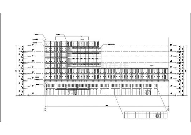 济南市某企业单位2.5万平米8+1层框架结构办公楼平立剖面设计CAD图纸-图二