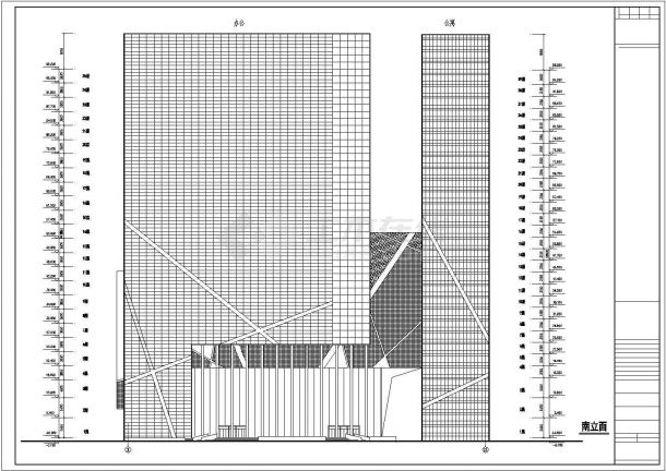 北京某传媒中心1.8万平米25层框架结构办公楼平立面设计CAD图纸-图二