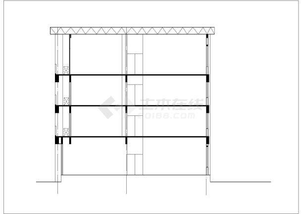 某建筑公司3800平米4+1层框架结构办公楼平立剖面设计CAD图纸-图一