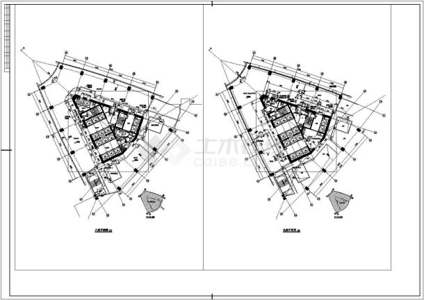 上海某科技园1.9万平米38+1层框架结构写字楼平面设计CAD图纸-图二