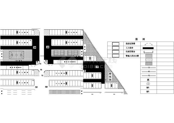 体育馆工程施工现场平面布置图（生活区）cad-图二